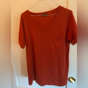 Miholl Blouse, top, tee shirt, pocket, rolled sleeves, burnt orange